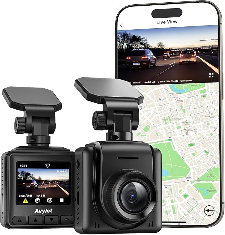 2K WiFi Dash Cam with APP, External GPS, 1.5