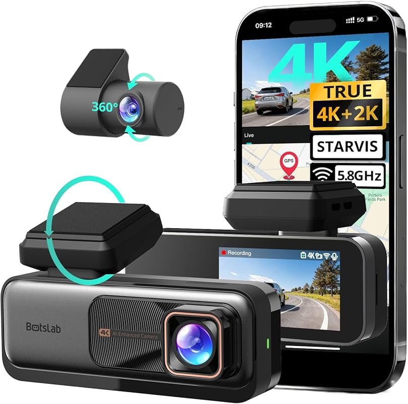 BOTSLAB 4K Front Rear Dash Cam with 170° Ultra Wide, ADAS, STARVIS IMX