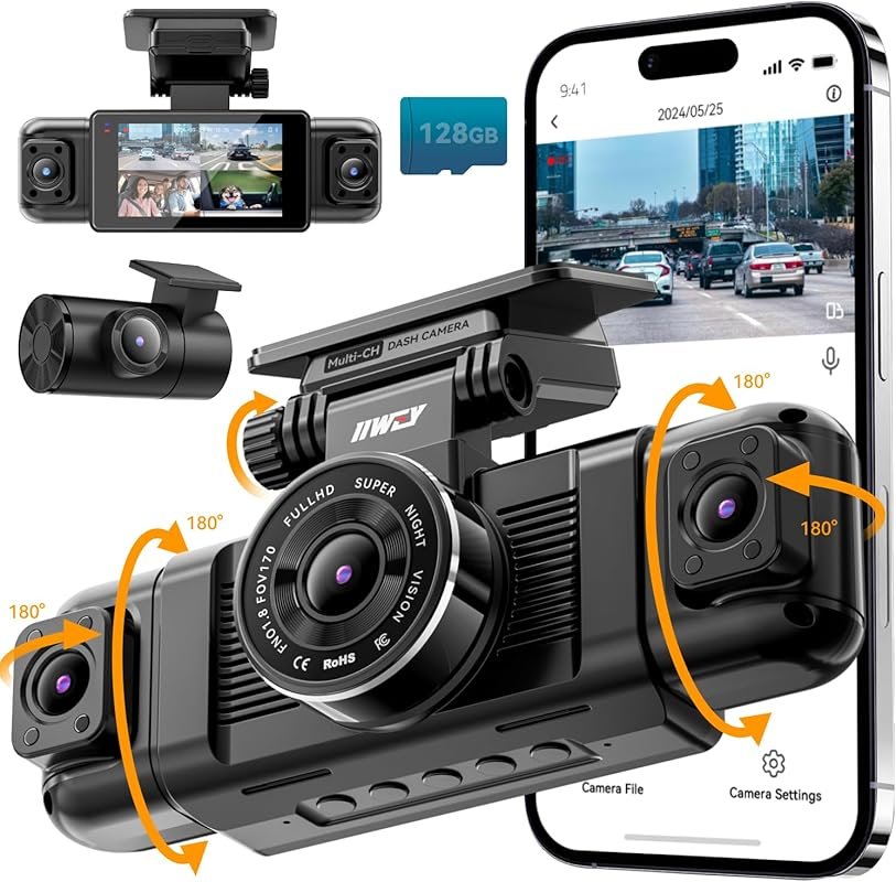 IIWEY N5 4-Channel 360° Dash Cam with Front, Rear & Side Cameras, Nigh