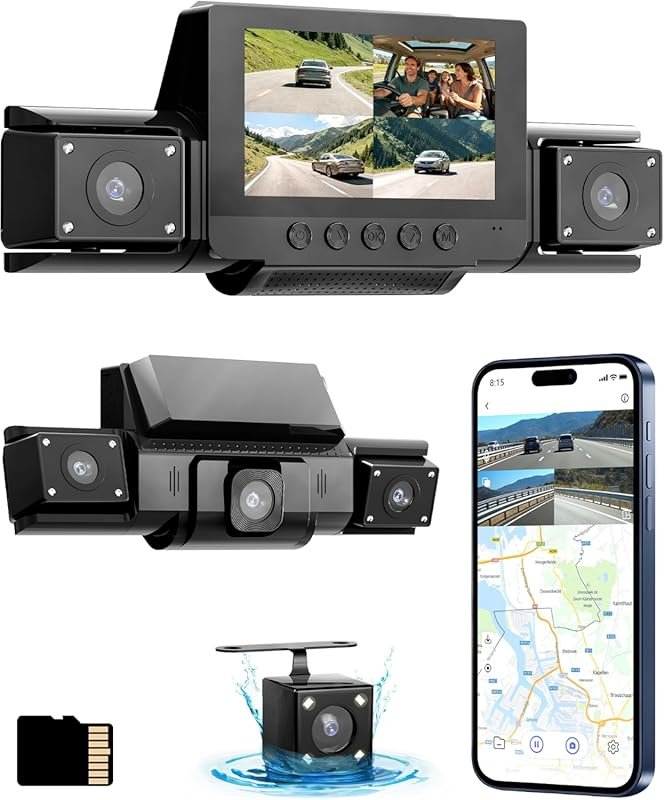 4 Channel 360° Dash Cam for Front, Rear, Left, Right with GPS, 5GHz Wi