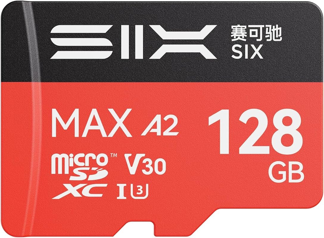 SIX M200 128GB microSDXC Card with Adapter, 190MB/s Read Speed, A2, U3